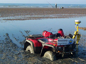 The beach is regularly surveyed using a GPS receiver mounted on a quad bike.